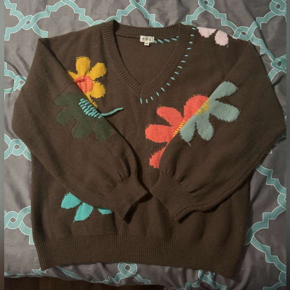 EEUC❤️THREE BIRD NEST❤️ Good Mood Flower Print Sweater size M - Picture 5 of 9